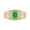 Thumbnail Image 2 of Men's Oval Emerald and 1/6 CT. T.W. Diamond Tri-Sides Grooved Band in 10K Two-Tone Gold