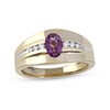 Thumbnail Image 1 of Oval Amethyst and 1/6 CT. T.W. Diamond Tri-Sides Grooved Band in 10K Two-Tone Gold