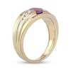 Thumbnail Image 2 of Oval Amethyst and 1/6 CT. T.W. Diamond Tri-Sides Grooved Band in 10K Two-Tone Gold