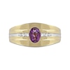 Thumbnail Image 3 of Oval Amethyst and 1/6 CT. T.W. Diamond Tri-Sides Grooved Band in 10K Two-Tone Gold