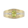 Thumbnail Image 3 of Oval Peridot and 1/6 CT. T.W. Diamond Tri-Sides Grooved Band in 10K Two-Tone Gold
