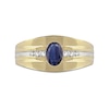 Thumbnail Image 3 of Oval Blue Sapphire and 1/6 CT. T.W. Diamond Tri-Sides Grooved Band in 10K Two-Tone Gold