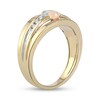 Thumbnail Image 2 of Oval Opal and 1/6 CT. T.W. Diamond Tri-Sides Grooved Band in 10K Two-Tone Gold