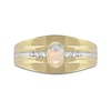 Thumbnail Image 3 of Oval Opal and 1/6 CT. T.W. Diamond Tri-Sides Grooved Band in 10K Two-Tone Gold
