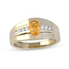Thumbnail Image 1 of Men's Oval Madeira Citrine and 1/6 CT. T.W. Diamond Tri-Sides Grooved Band in 10K Two-Tone Gold