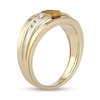 Thumbnail Image 2 of Men's Oval Madeira Citrine and 1/6 CT. T.W. Diamond Tri-Sides Grooved Band in 10K Two-Tone Gold
