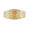 Thumbnail Image 3 of Men's Oval Madeira Citrine and 1/6 CT. T.W. Diamond Tri-Sides Grooved Band in 10K Two-Tone Gold