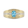 Thumbnail Image 3 of Oval Swiss Blue Topaz and 1/6 CT. T.W. Diamond Tri-Sides Grooved Band in 10K Two-Tone Gold