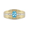 Thumbnail Image 2 of Men's Oval Swiss Blue Topaz and 1/6 CT. T.W. Diamond Tri-Sides Grooved Band in 10K Two-Tone Gold