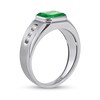 Thumbnail Image 2 of Sideways Octagonal Lab-Created Emerald and White Lab-Created Sapphire Tri-Sides Channel Band in Sterling Silver