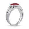 Thumbnail Image 2 of Men's Sideways Octagonal Lab-Created Garnet and White Lab-Created Sapphire Tri-Sides Channel Band in Sterling Silver
