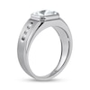 Thumbnail Image 2 of Sideways Octagonal White Topaz and White Lab-Created Sapphire Tri-Sides Channel Band in Sterling Silver