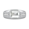 Thumbnail Image 3 of Sideways Octagonal White Topaz and White Lab-Created Sapphire Tri-Sides Channel Band in Sterling Silver