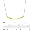 Thumbnail Image 3 of Alternating Baguette and Round Peridot Curved Bar Necklace in Sterling Silver