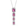 Thumbnail Image 1 of Marilyn Monroe™ Collection Emerald-Cut Rhodolite Garnet and 1/3 CT. T.W. Diamond Frame Drop Pendant in 10K White Gold