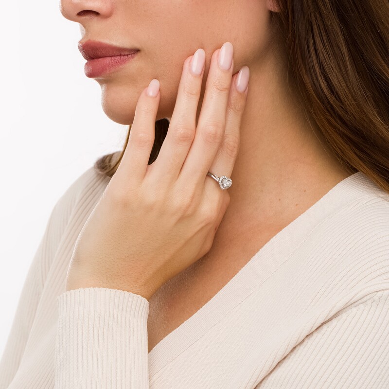 Main Image 2 of 1/5 CT. T.W. Heart-Shaped Multi-Diamond Frame Ring in 10K White Gold