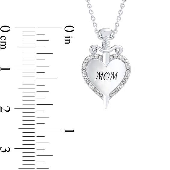 Enchanted Disney Villains Evil Queen 1/10 CT. T.w. Diamond Heart with Dagger Pendant in Sterling Silver (1 Line)