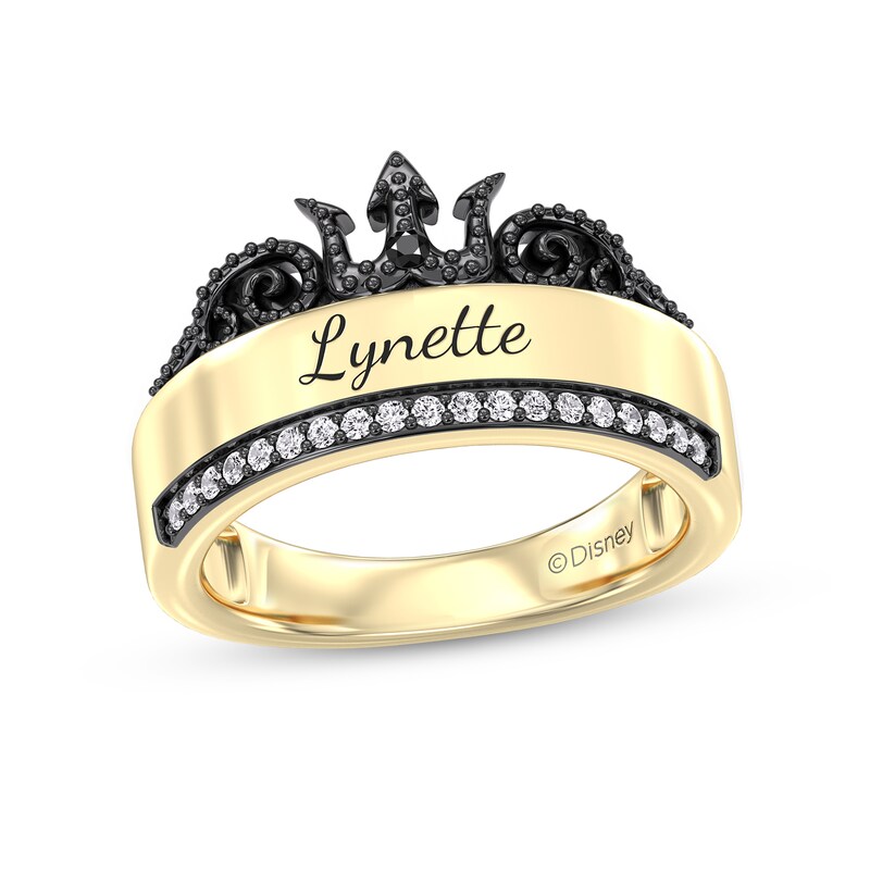 Enchanted Disney Villains Ursula 1/6 CT. T.W. Black and White Diamond Trident Ring in 10K Gold (1 Line)