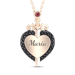 Enchanted Disney Villains Evil Queen Garnet and 1/6 CT. T.W. Diamond Heart with Dagger Pendant in 10K Gold (1 Line)