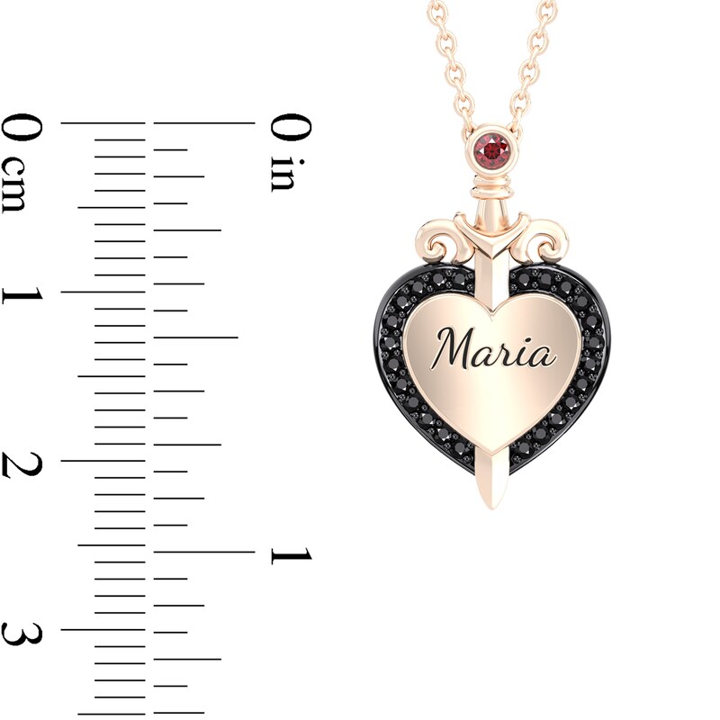 Enchanted Disney Villains Evil Queen Garnet and 1/6 CT. T.W. Diamond Heart with Dagger Pendant in 10K Gold (1 Line)