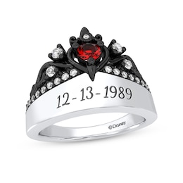 Enchanted Disney Villains Evil Queen Garnet and 1/5 CT. T.W. Diamond Heart with Dagger Ring in Sterling Silver (1 Line)