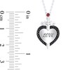 Thumbnail Image 1 of Enchanted Disney Villains Evil Queen Garnet and 1/6 CT. T.W. Diamond Heart Pendant in Sterling Silver (1 Line)