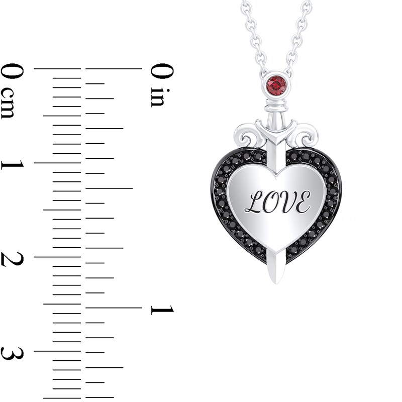 Enchanted Disney Villains Evil Queen Garnet and 1/6 CT. T.W. Diamond Heart Pendant in Sterling Silver (1 Line)