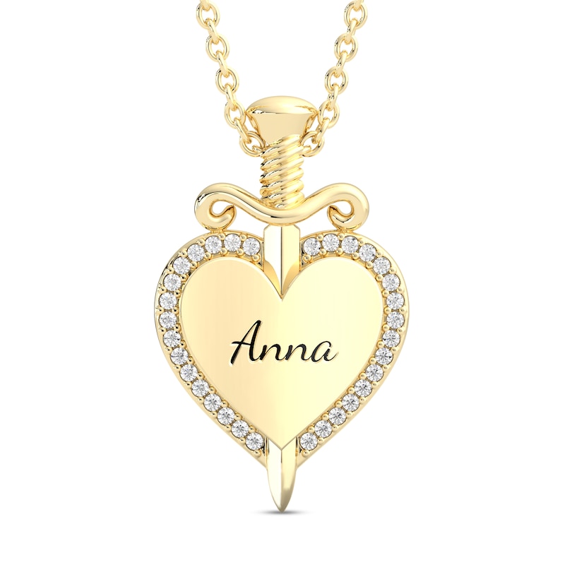 Enchanted Disney Villains Evil Queen 1/10 CT. T.W. Diamond Heart with Dagger Pendant in 10K Gold (1 Line)