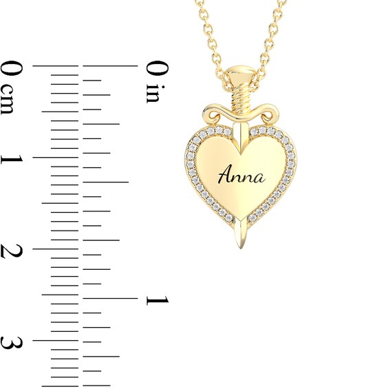 Enchanted Disney Villains Evil Queen 1/10 CT. T.w. Diamond Heart with Dagger Pendant in 10K Gold (1 Line)