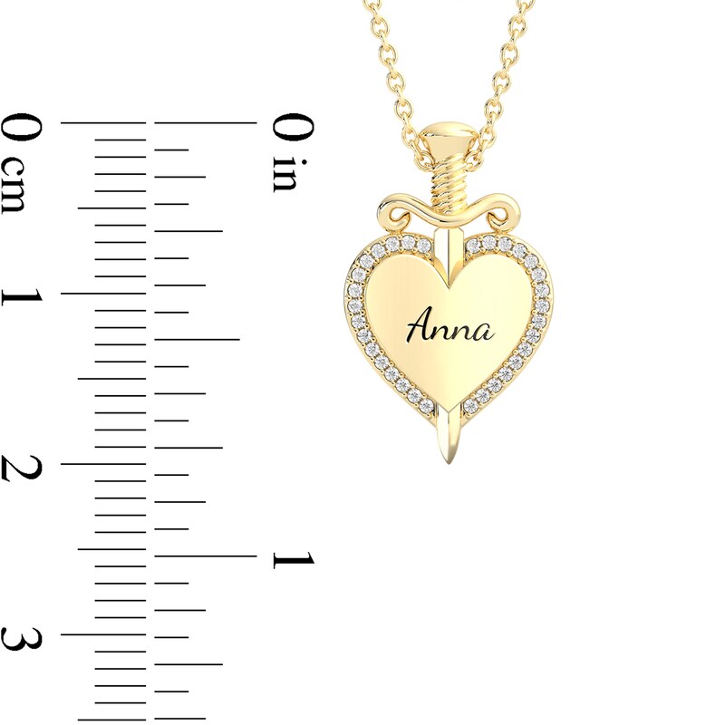 Enchanted Disney Villains Evil Queen 1/10 CT. T.W. Diamond Heart with Dagger Pendant in 10K Gold (1 Line)