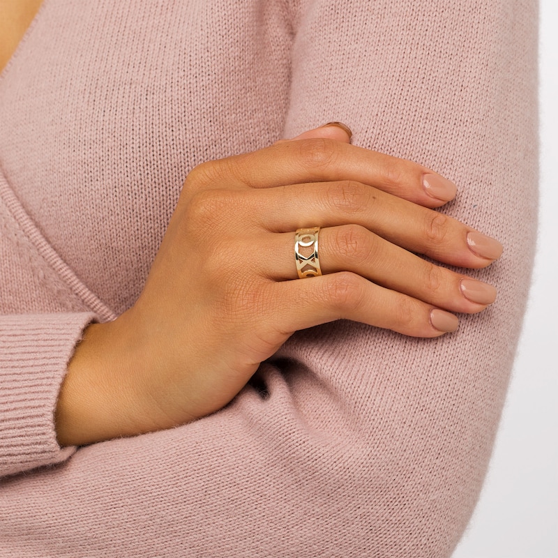 Main Image 2 of 9.0mm "XO" Hugs and Kisses Band in 10K Gold - Size 7