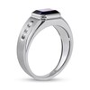 Thumbnail Image 2 of Sideways Octagonal Blue and White Lab-Created Sapphire Tri-Sides Channel Band in Sterling Silver