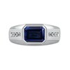 Thumbnail Image 3 of Sideways Octagonal Blue and White Lab-Created Sapphire Tri-Sides Channel Band in Sterling Silver