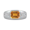 Thumbnail Image 3 of Men's Sideways Octagonal Citrine and White Lab-Created Sapphire Tri-Sides Channel Band in Sterling Silver