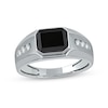 Thumbnail Image 1 of Sideways Octagonal Black Onyx and White Lab-Created Sapphire Tri-Sides Channel Band in Sterling Silver