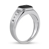 Thumbnail Image 2 of Sideways Octagonal Black Onyx and White Lab-Created Sapphire Tri-Sides Channel Band in Sterling Silver