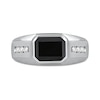 Thumbnail Image 3 of Sideways Octagonal Black Onyx and White Lab-Created Sapphire Tri-Sides Channel Band in Sterling Silver