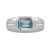 Thumbnail Image 3 of Sideways Octagonal Simulated Aquamarine and White Lab-Created Sapphire Tri-Sides Channel Band in Sterling Silver