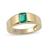 Thumbnail Image 0 of Men's Emerald-Cut Lab-Created Emerald Solitaire Octagonal Frame Band in 10K Gold