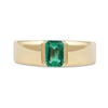 Thumbnail Image 2 of Men's Emerald-Cut Lab-Created Emerald Solitaire Octagonal Frame Band in 10K Gold