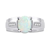 Thumbnail Image 3 of Men's Oval Lab-Created Opal and White Lab-Created Sapphire Tri-Sides Stepped Edge Band in Sterling Silver
