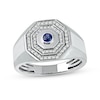 Thumbnail Image 1 of Blue and White Lab-Created Sapphire Double Octagonal Frame Band in Sterling Silver