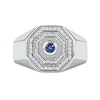Thumbnail Image 3 of Blue and White Lab-Created Sapphire Double Octagonal Frame Band in Sterling Silver