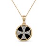Thumbnail Image 1 of Men's 14.0mm Hematite and 1/20 CT. T.W. Diamond Flared Cross Overlay Disc Pendant in 10K Gold - 22"