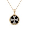 Thumbnail Image 0 of Men's 14.0mm Hematite and 1/20 CT. T.W. Diamond Flared Cross Overlay Disc Pendant in 10K Gold - 22"