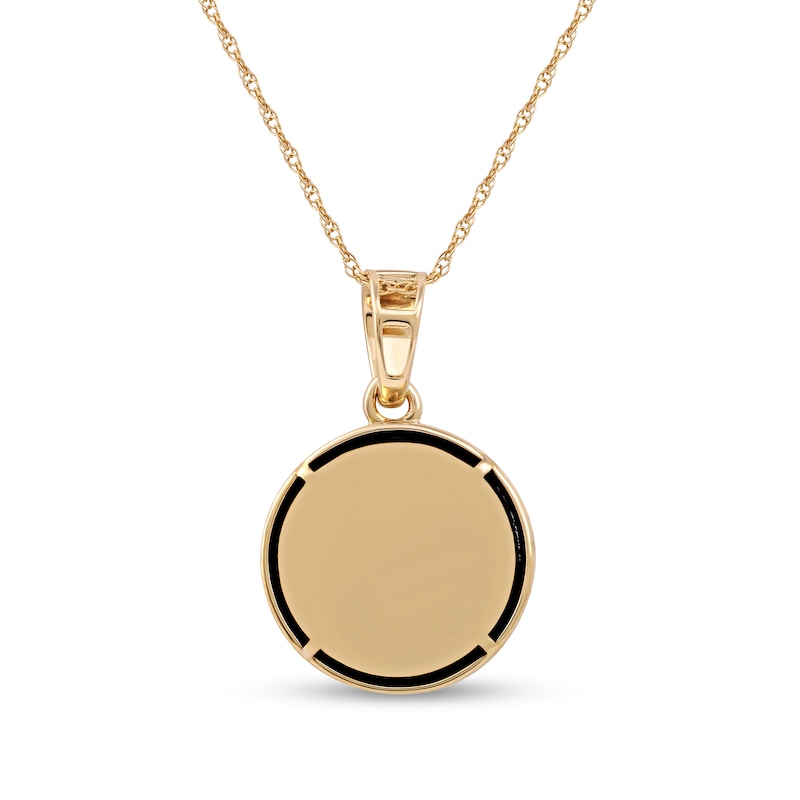 Main Image 3 of Men's 14.0mm Hematite and 1/20 CT. T.W. Diamond Flared Cross Overlay Disc Pendant in 10K Gold - 22"
