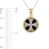 Thumbnail Image 4 of Men's 14.0mm Hematite and 1/20 CT. T.W. Diamond Flared Cross Overlay Disc Pendant in 10K Gold - 22"