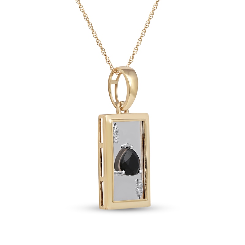Main Image 2 of Men's Black Onyx and Diamond Accent Ace of Hearts Playing Card Pendant in 10K Gold and Sterling Silver - 22"