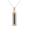 Thumbnail Image 0 of Men's Black Spinel and White Lab-Created Sapphire Frame Three-Dimensional Vertical Bar Pendant in 10K Gold – 22"