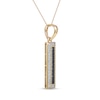 Thumbnail Image 1 of Men's Black Spinel and White Lab-Created Sapphire Frame Three-Dimensional Vertical Bar Pendant in 10K Gold – 22"